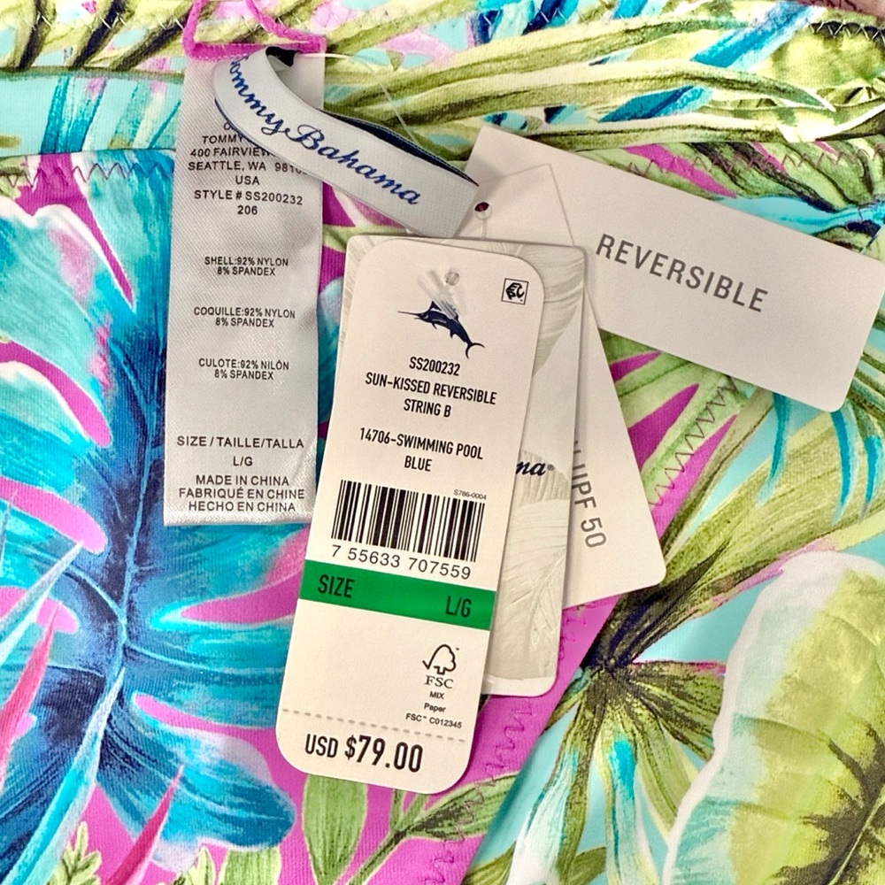 Tommy Bahama Sun Kissed Tropics Reversible String Bikini Bottom - Picture 16 of 16